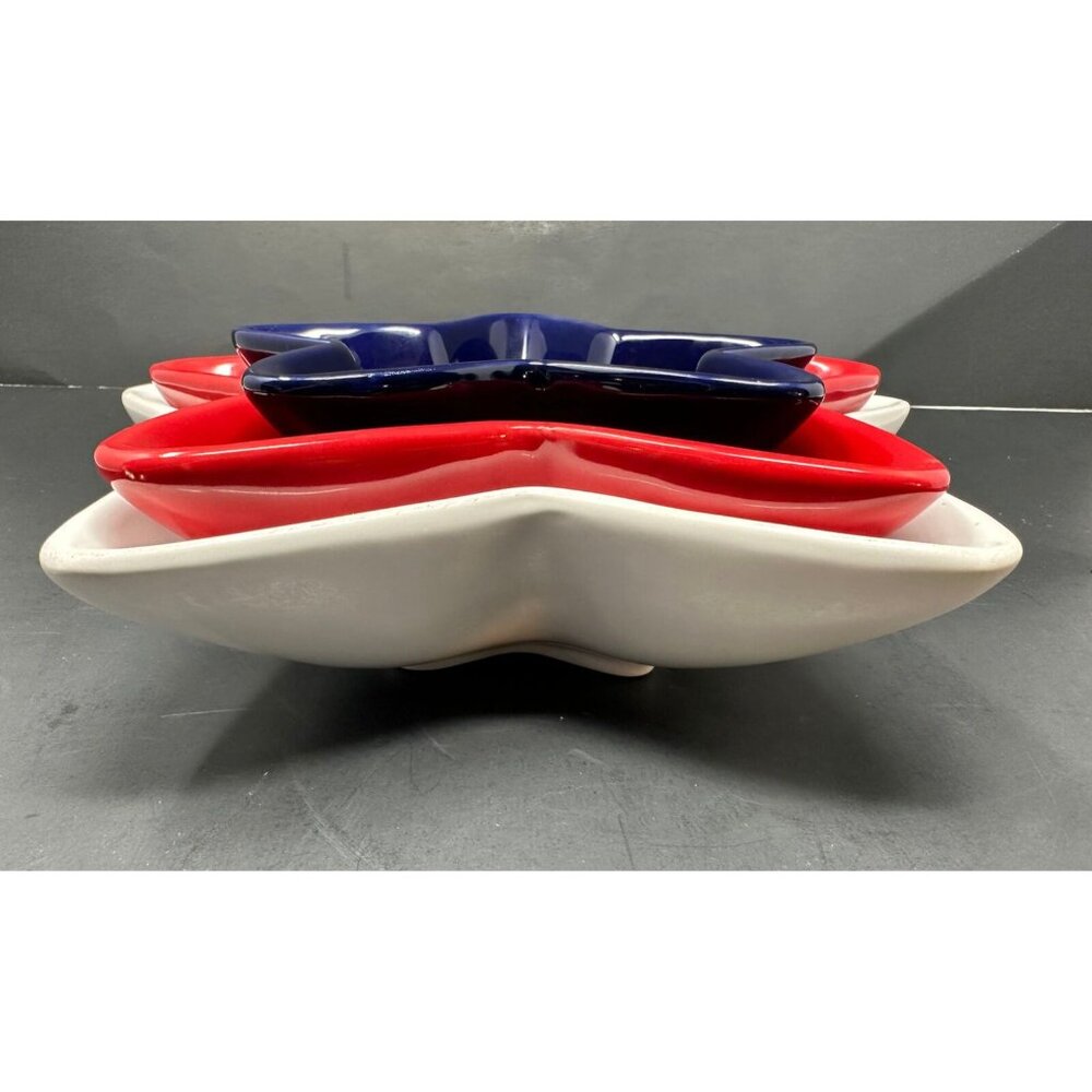 3 PIER 1 STAR SHAPED NESTING SERVING BOWLS Red White Blue Patriotic July 4th HTF - Picture 13 of 15